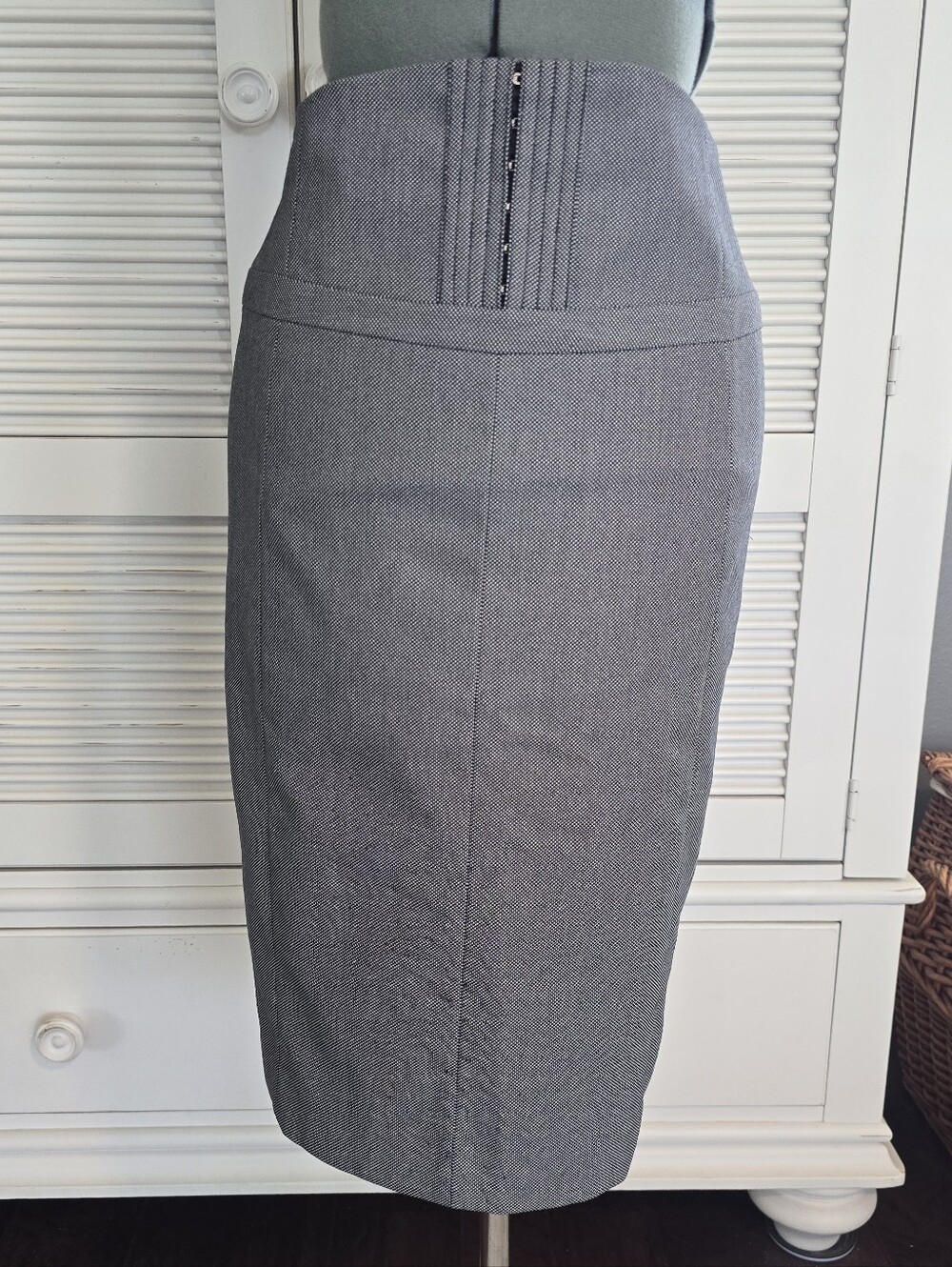 Express Gray High-Waist Pencil Skirt